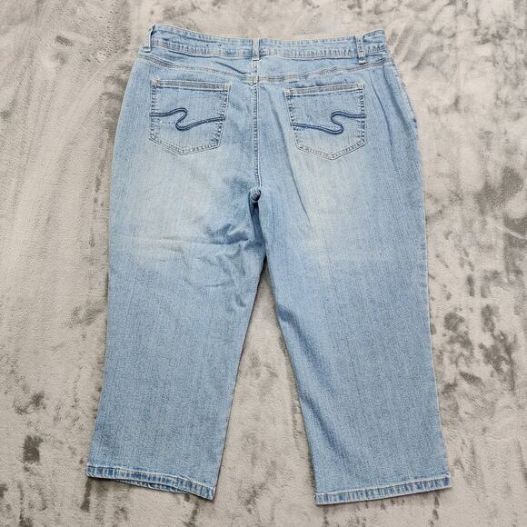 St Johns Bay Jeans Womens Size 16 Blue High Rise Capri Slim Leg Stretch Denim - Picture 3 of 11